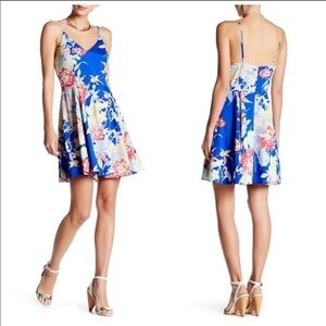 Yum Kim blue floral A line mini dress M